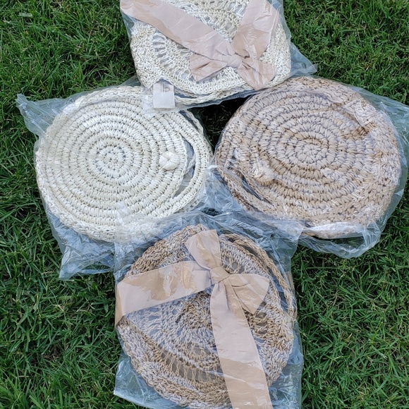 🆕Cute Circle Straw Bags with cute Bow Beige Brown - Picture 13 of 16